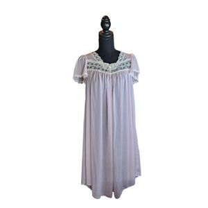 Miss Elaine Silk Essence Short Nightgown Women's Size Small Pink Nylon